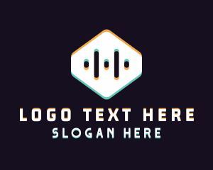 Glitch - Digital Sound Hexagon logo design