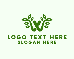 Green - Natural Letter W logo design