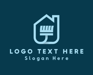 House - House Cleaning Broom logo design