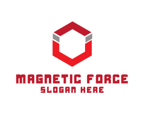 Electromagnet - Magnet Hexagon Cube logo design