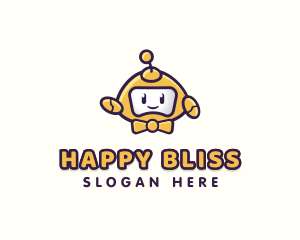 Cute Happy Robot  logo design