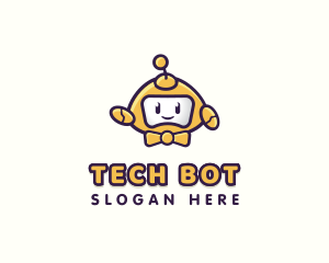 Android - Cute Happy Robot logo design