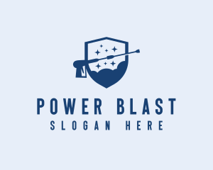 Pressure Washer Cleaning Shield logo design