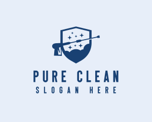 Pressure Washer Cleaning Shield logo design