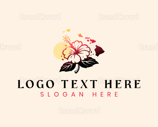 Hibiscus Flower Hawaii Logo