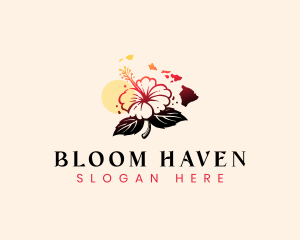 Hibiscus Flower Hawaii  logo design