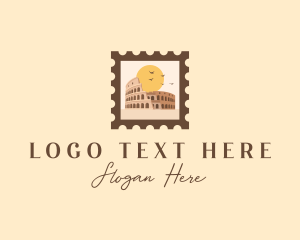 Postal - Colosseum Landmark Ruin logo design