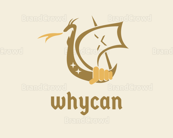 Dragon Medieval Ship Logo