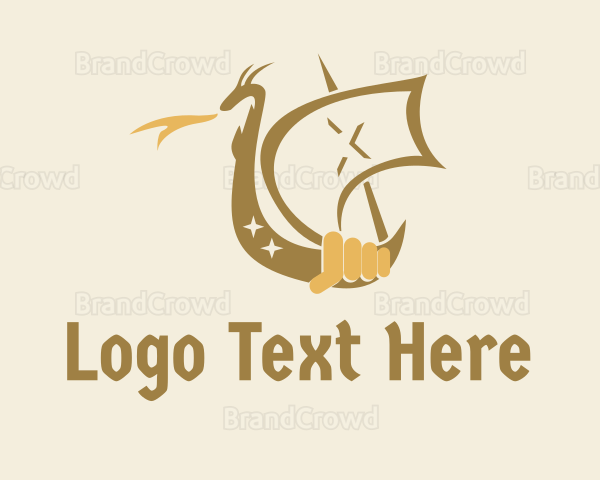 Dragon Medieval Ship Logo