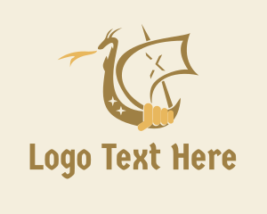 Mythology - Dragon Medieval Ship logo design