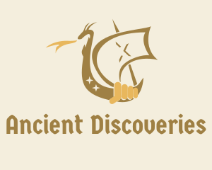 Dragon Medieval Ship  logo design