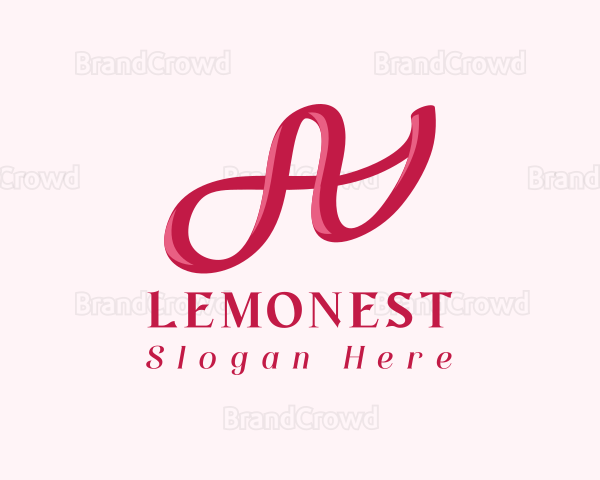 Pink Feminine Letter A Logo