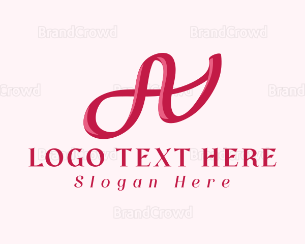 Pink Feminine Letter A Logo