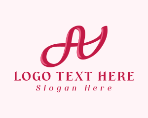 Swirly - Pink Feminine Letter A logo design