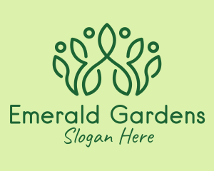 Green Botanical Crown logo design