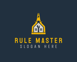 Ruler - House Construction Carpentry Tools logo design