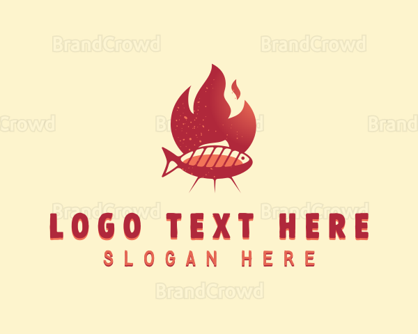 Flaming BBQ Fish Logo