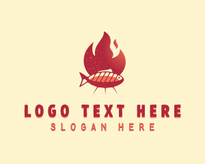 Roasting - Flaming BBQ Fish logo design