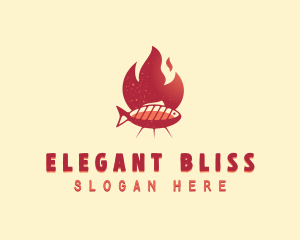 Roast - Flaming BBQ Fish logo design