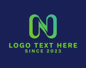 Program - Neon Light Letter N logo design