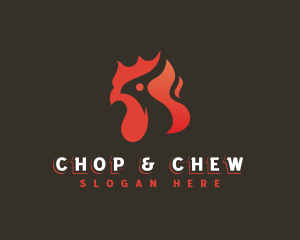 Chicken Rooster Flame Logo
