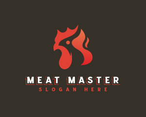 Chicken Rooster Flame logo design