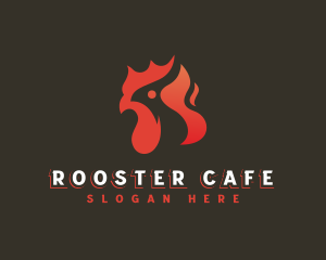 Chicken Rooster Flame logo design