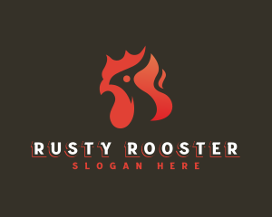 Chicken Rooster Flame logo design