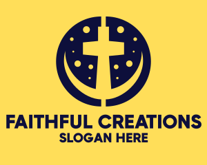 Faith - Crescent Christian Cross logo design