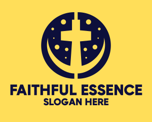 Faith - Crescent Christian Cross logo design