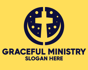 Ministry - Crescent Christian Cross logo design
