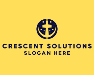 Crescent Christian Cross  logo design