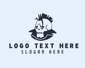 Punk Rocker - Mohawk Skull Streetwear logo design