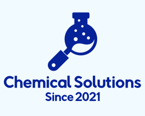Chemical - Flask Magnifying Glass logo design