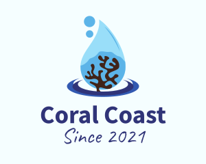 Coral - Coral Reef Droplet logo design