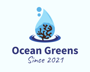 Seaweed - Coral Reef Droplet logo design