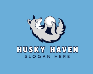 Husky - Husky Dog Ball logo design