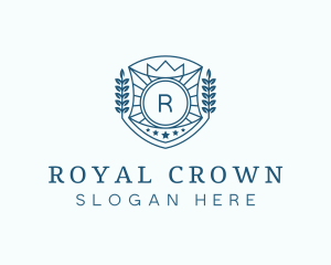 Crown Shield Wreath logo design