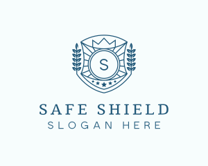 Crown Shield Wreath logo design