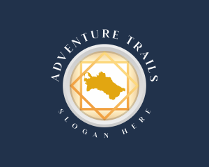Turkmenistan Map Tourism logo design