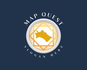 Turkmenistan Map Tourism logo design