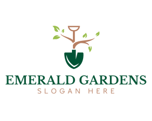 Shovel Garden Plant logo design