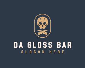 Liquor Bar Pub Skull logo design