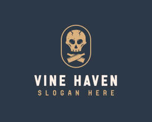 Liquor Bar Pub Skull logo design