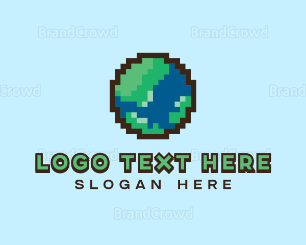 Earth Pixelated World Logo
