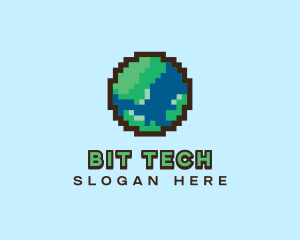 Earth Pixelated World  logo design