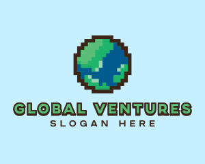 World - Earth Pixelated World logo design