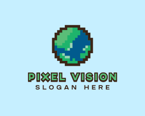 Earth Pixelated World  logo design