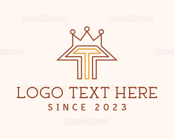 Minimalist Outline Letter T Crown Logo