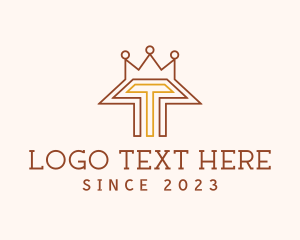 Medieval - Minimalist Outline Letter T Crown logo design